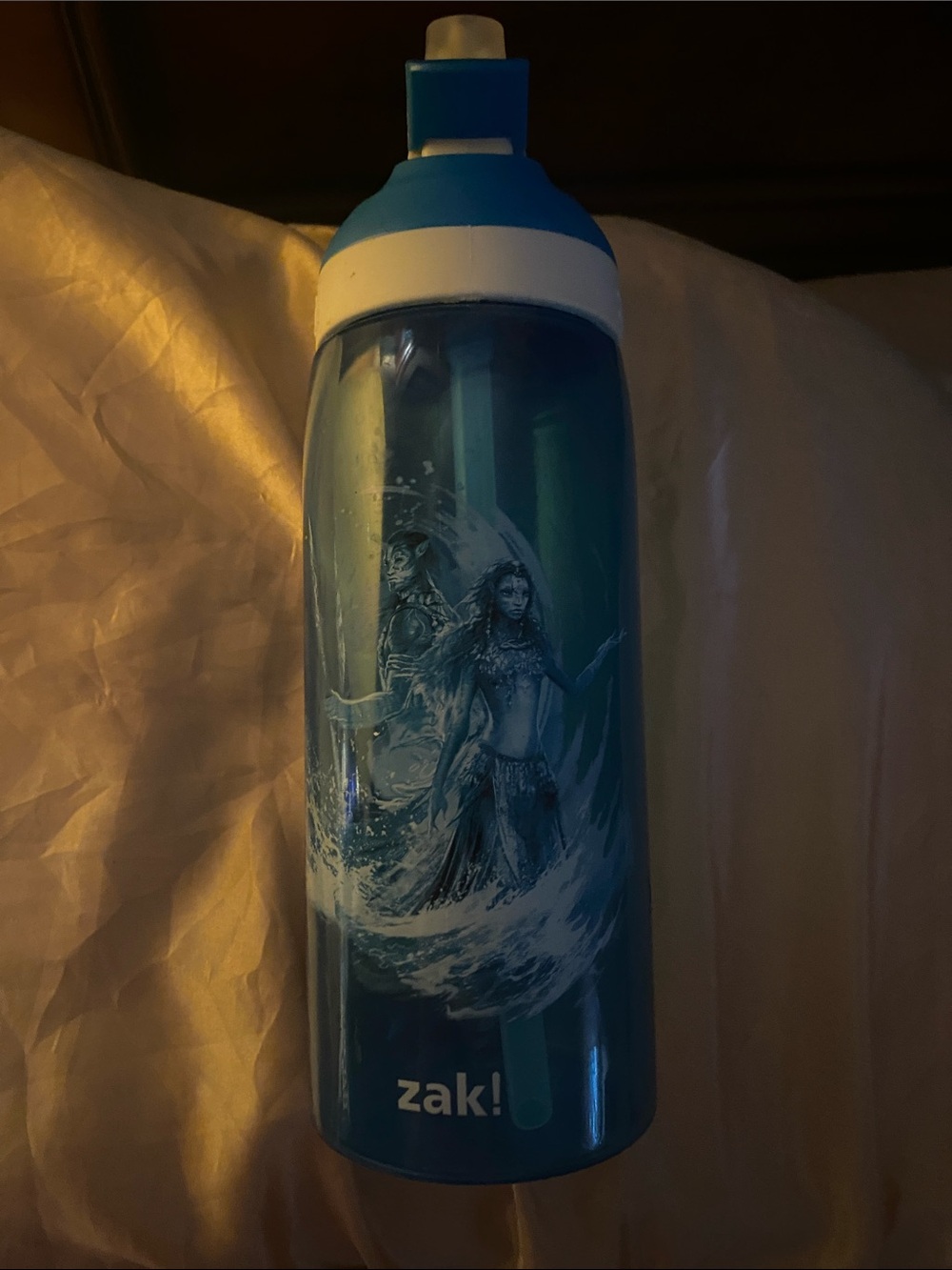 zak! Blue Sports Water Bottle with Illustrated Avatar Design